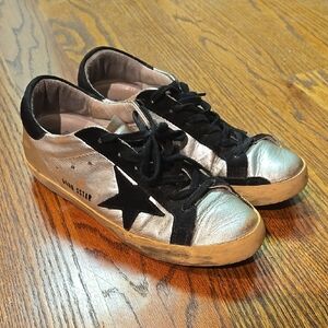 Silver and Black Star Sneakers